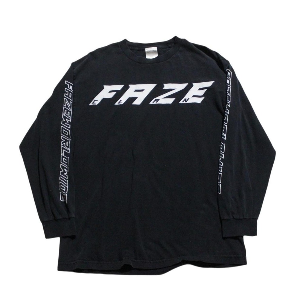 Mens Y2K Skater Streetwear Archive Gamer Faze Longsleeve Black Shirt